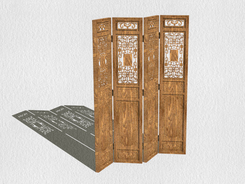 Antique Chinese Screen Room Divider sketchup model preview - SketchupBox