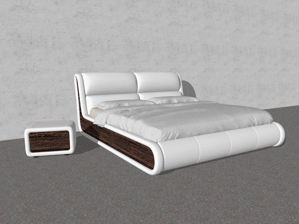 Luxury Leather Soft Bed sketchup model preview - SketchupBox