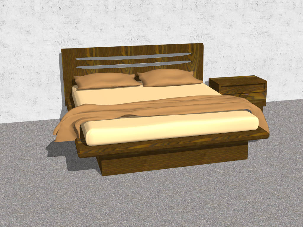 Rustic Wood Platform Bed sketchup model preview - SketchupBox