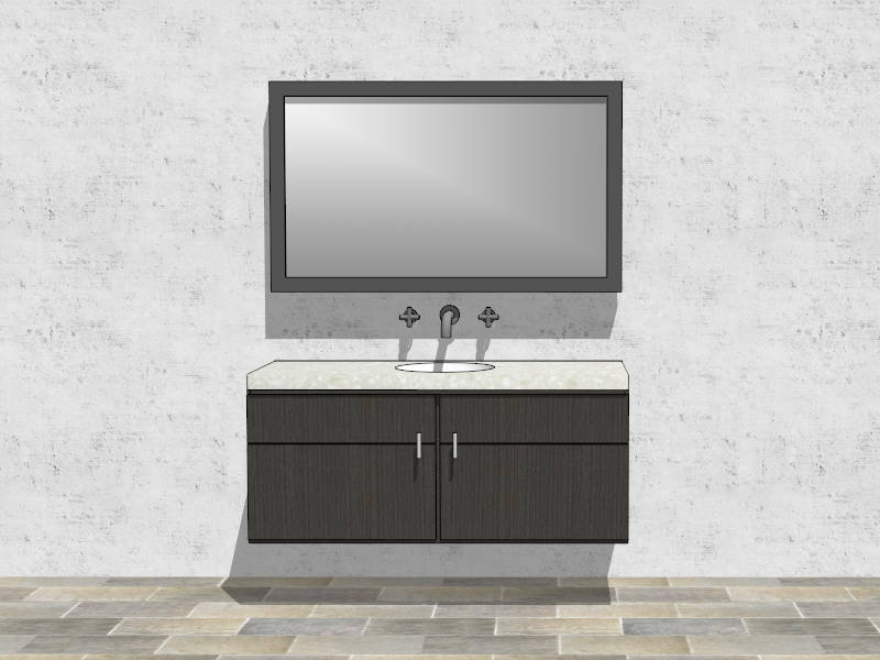 Contemporary Floating Bathroom Vanity sketchup model preview - SketchupBox