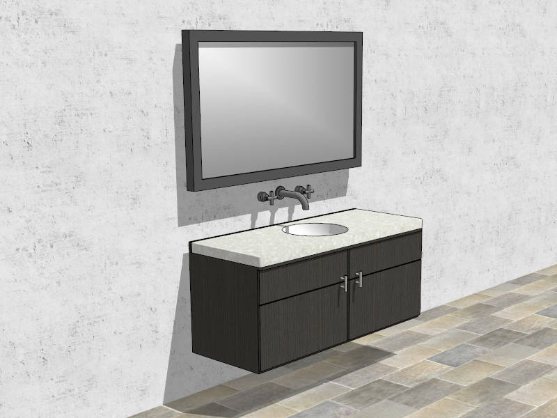 Contemporary Floating Bathroom Vanity sketchup model preview - SketchupBox