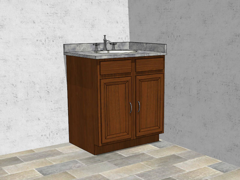 Small Corner Bathroom Vanity with Sink sketchup model preview - SketchupBox
