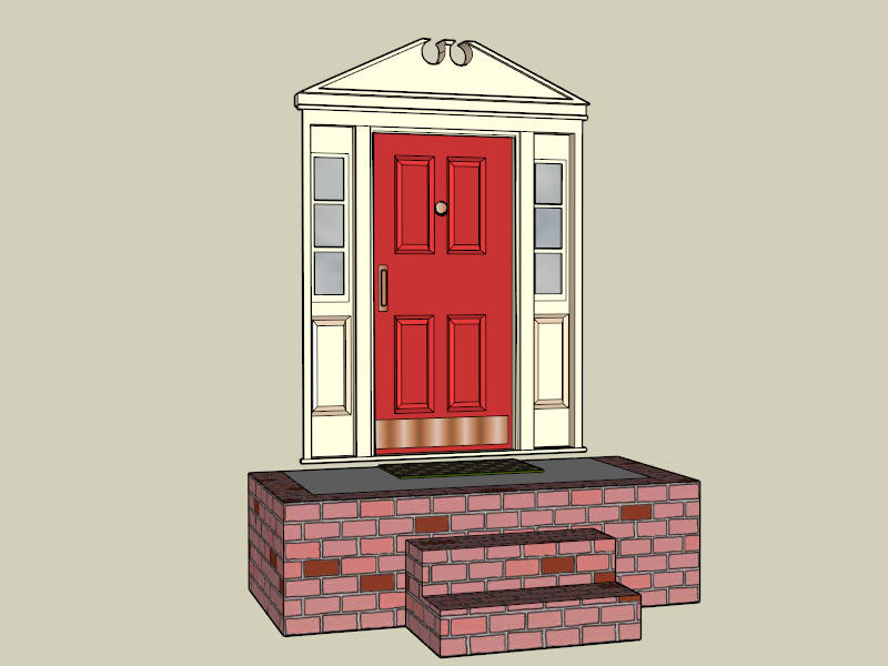 Red Entry Door sketchup model preview - SketchupBox