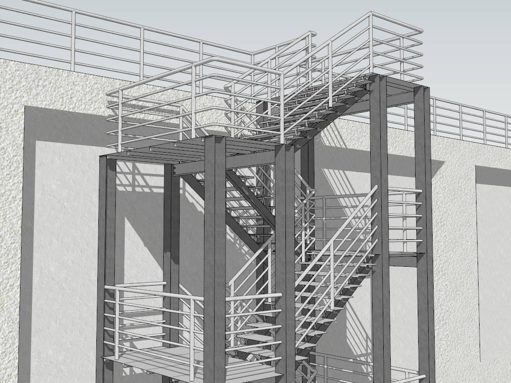 Exterior Steel Stair sketchup model preview - SketchupBox
