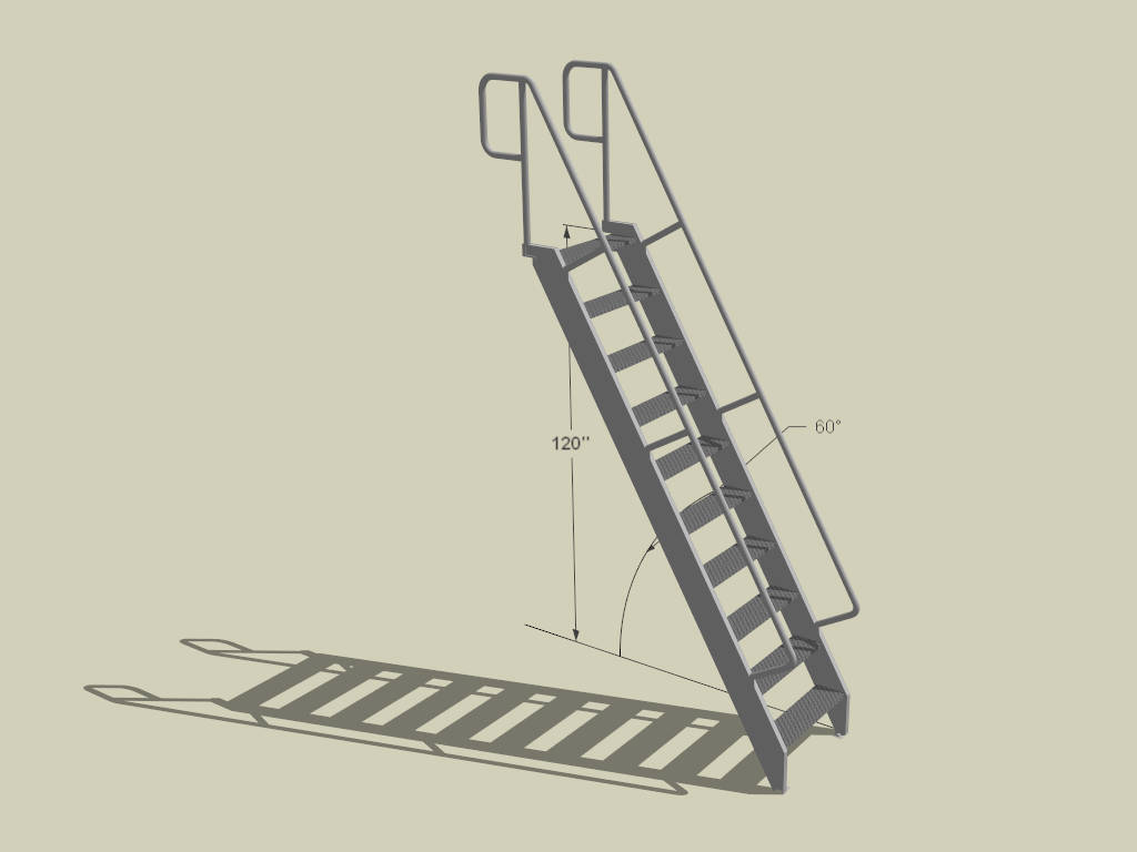 Industrial Metal Stair sketchup model preview - SketchupBox