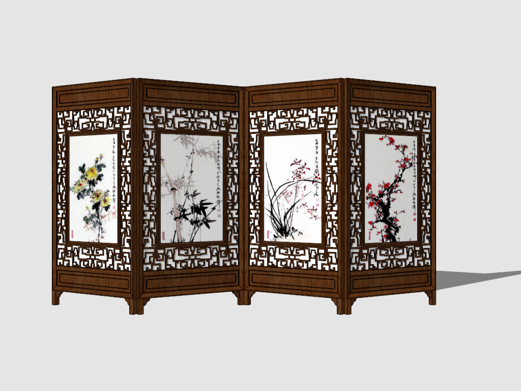 Chinese Painting Room Divider sketchup model preview - SketchupBox
