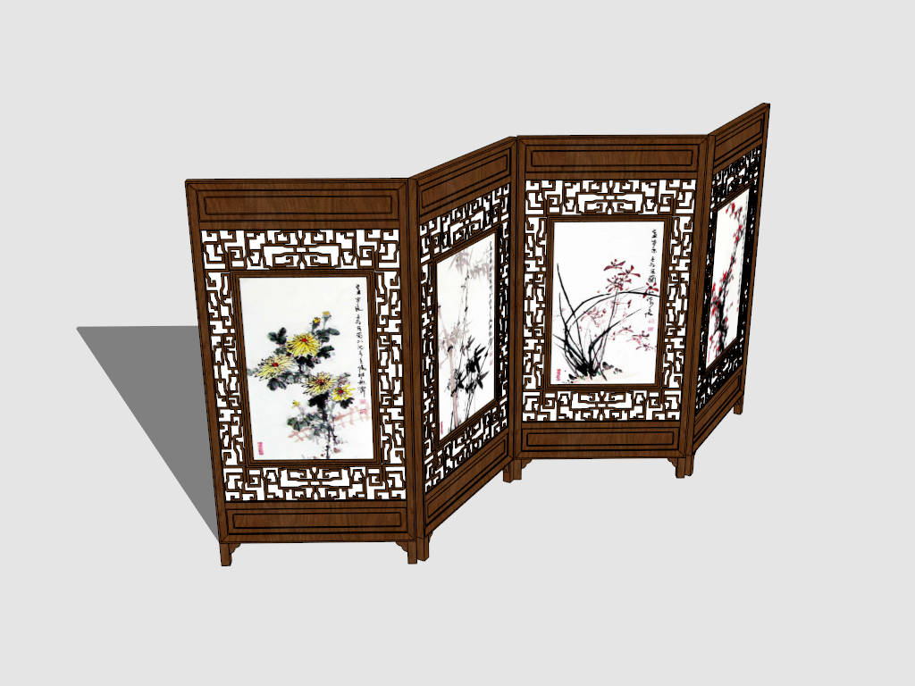Chinese Painting Room Divider sketchup model preview - SketchupBox