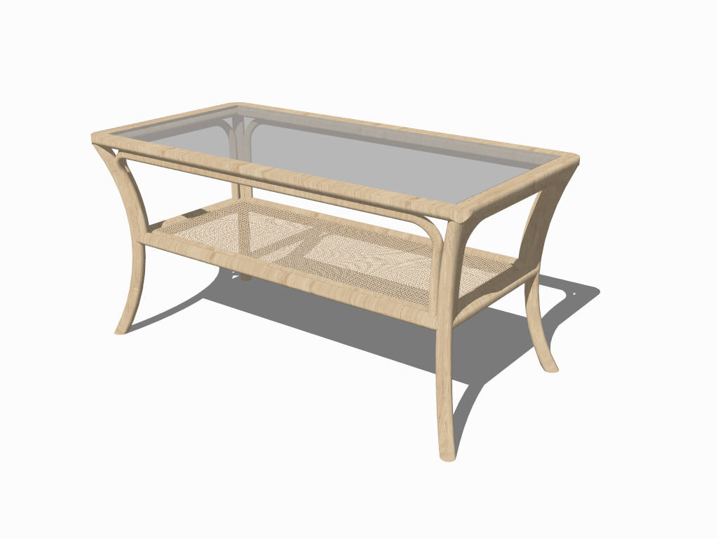 Rattan Rectangular Coffee Table sketchup model preview - SketchupBox