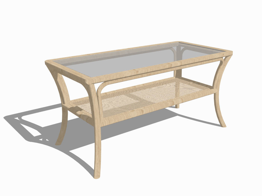 Rattan Rectangular Coffee Table sketchup model preview - SketchupBox