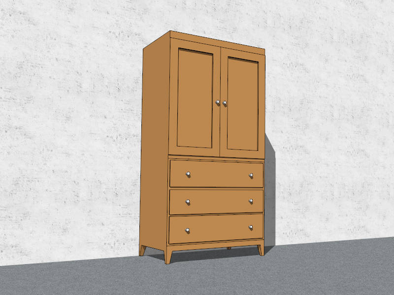 Wardrobe Armoire with Drawers sketchup model preview - SketchupBox