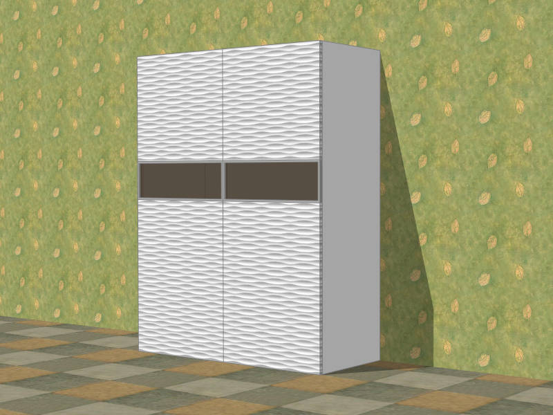White 2 Door Wardrobe sketchup model preview - SketchupBox