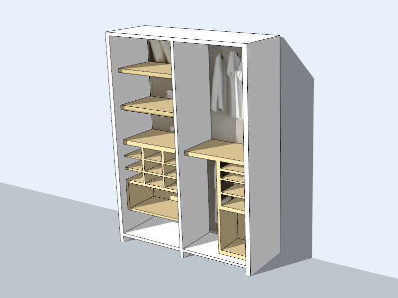 Open Wardrobe Design sketchup model preview - SketchupBox
