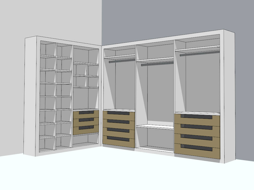 Corner Wardrobes for Bedroom sketchup model preview - SketchupBox
