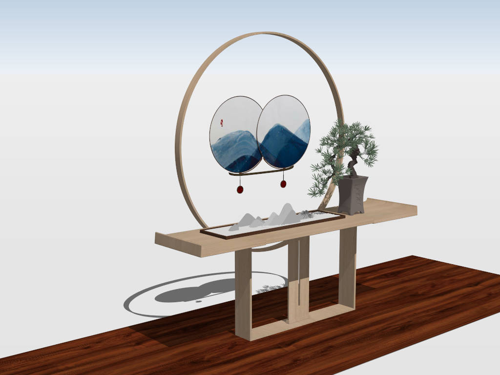 Chinese Style Entry Console Table sketchup model preview - SketchupBox