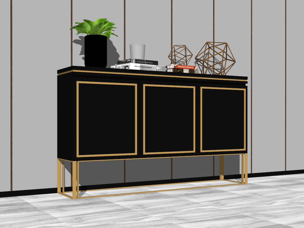 Modern Black Sideboard Cabinet sketchup model preview - SketchupBox
