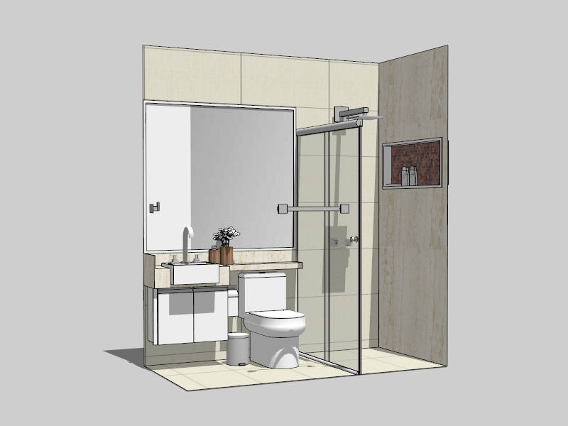 Small Bathroom Idea with Shower sketchup model preview - SketchupBox