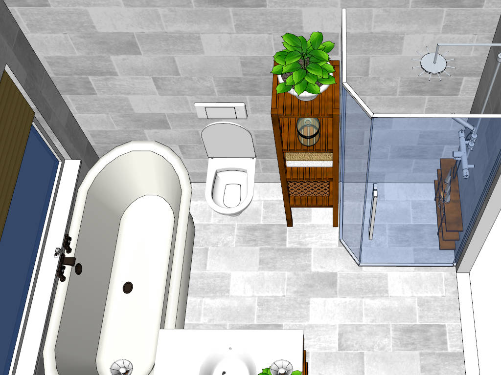 Small Bathroom with Shower and Bath sketchup model preview - SketchupBox