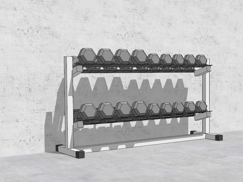 Gym Dumbbell Rack sketchup model preview - SketchupBox