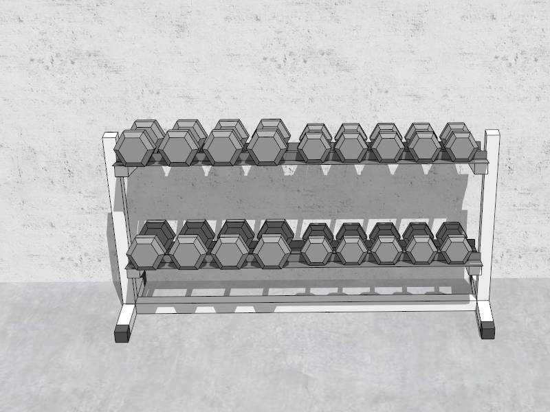 Gym Dumbbell Rack sketchup model preview - SketchupBox