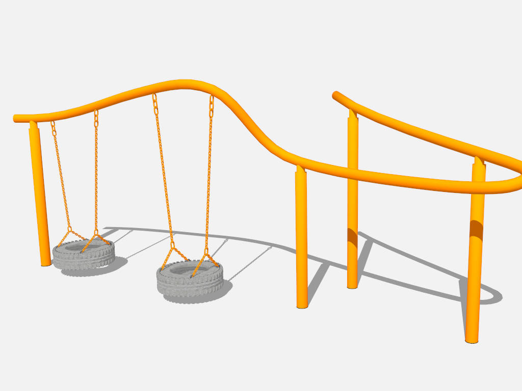 Metal Frame Tire Swing Set sketchup model preview - SketchupBox