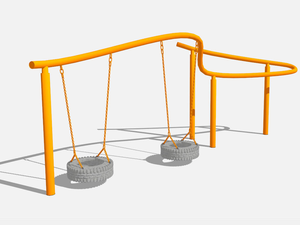 Metal Frame Tire Swing Set sketchup model preview - SketchupBox