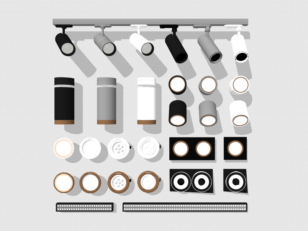 Modern Downlights and Spotlights Collection sketchup model preview - SketchupBox