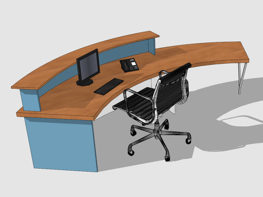 Modern Curved Reception Desk sketchup model preview - SketchupBox