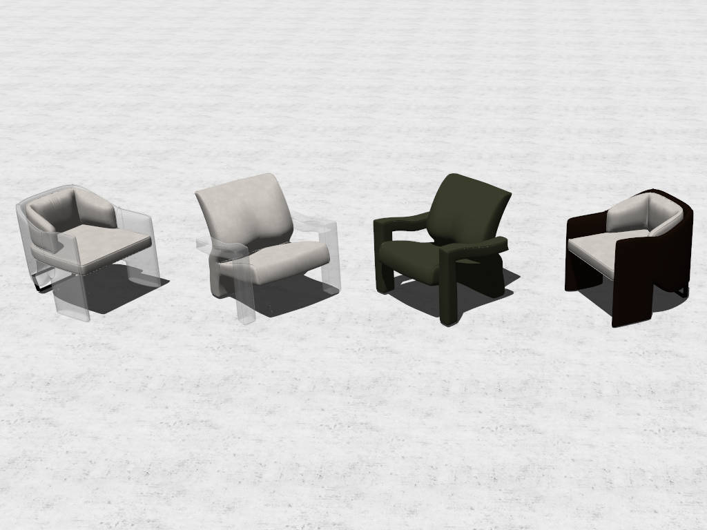 Set of 4 Armchairs sketchup model preview - SketchupBox