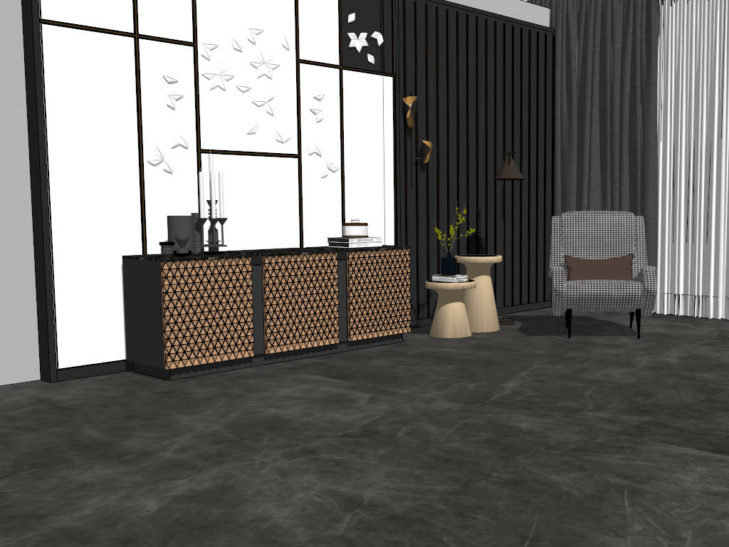 Living Room Accent Wall Design sketchup model preview - SketchupBox