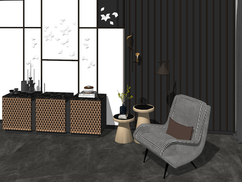 Living Room Accent Wall Design sketchup model preview - SketchupBox