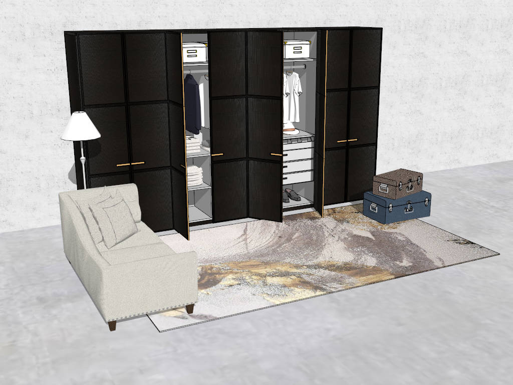 Black Closet Dressing Room Wardrobe sketchup model preview - SketchupBox