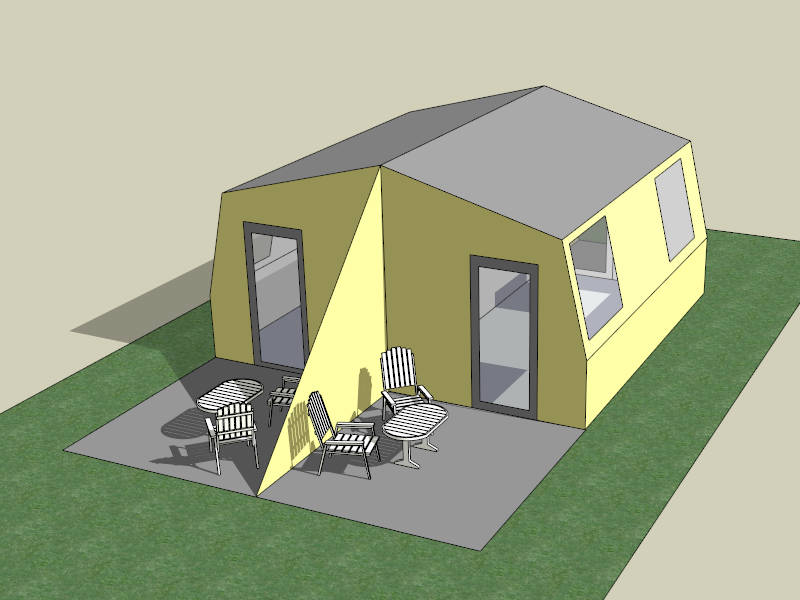 Camping Tent with Table and Chairs sketchup model preview - SketchupBox