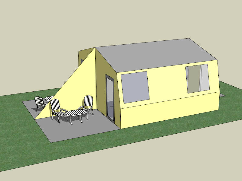 Camping Tent with Table and Chairs sketchup model preview - SketchupBox