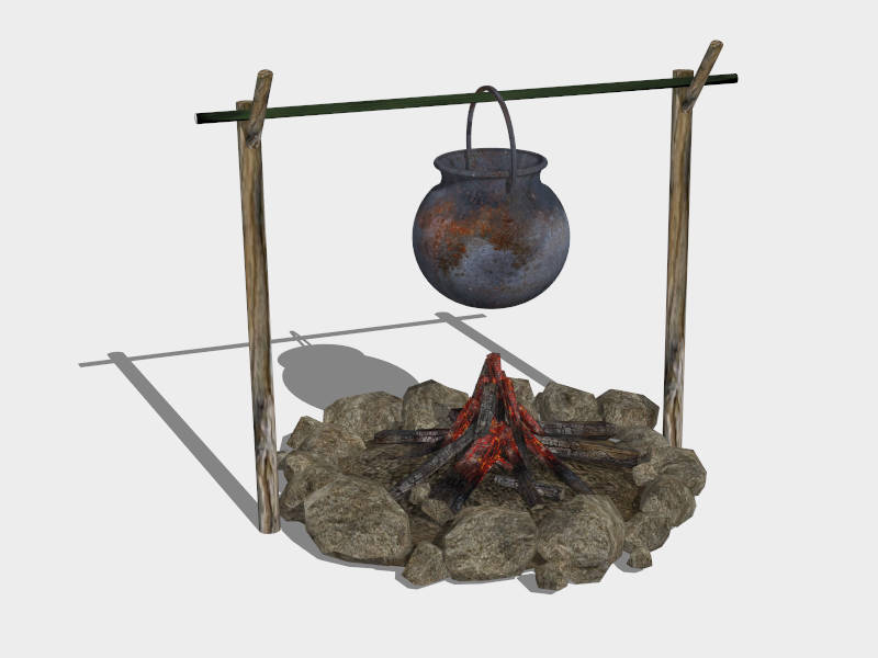 Campfire and Pot sketchup model preview - SketchupBox