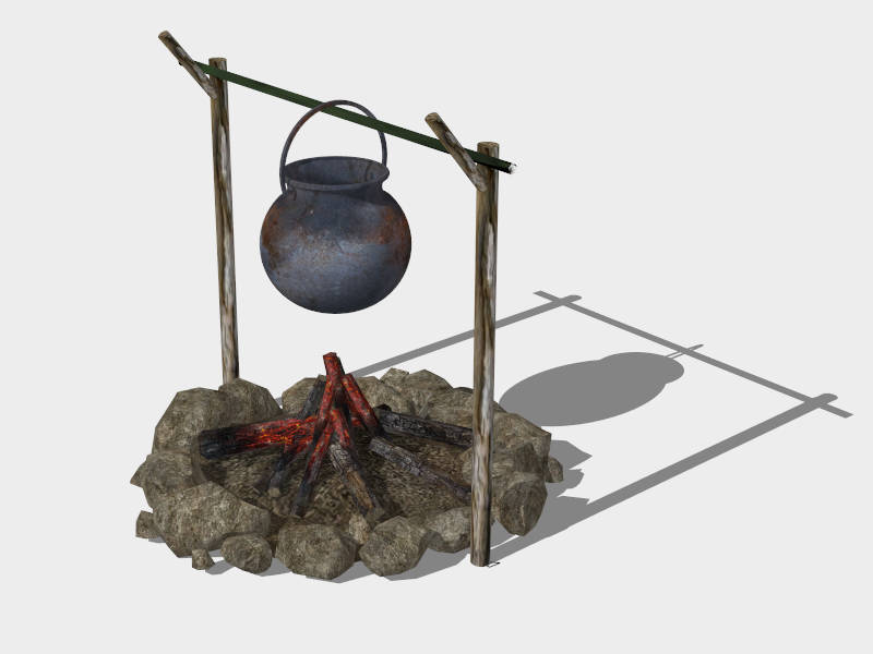 Campfire and Pot sketchup model preview - SketchupBox