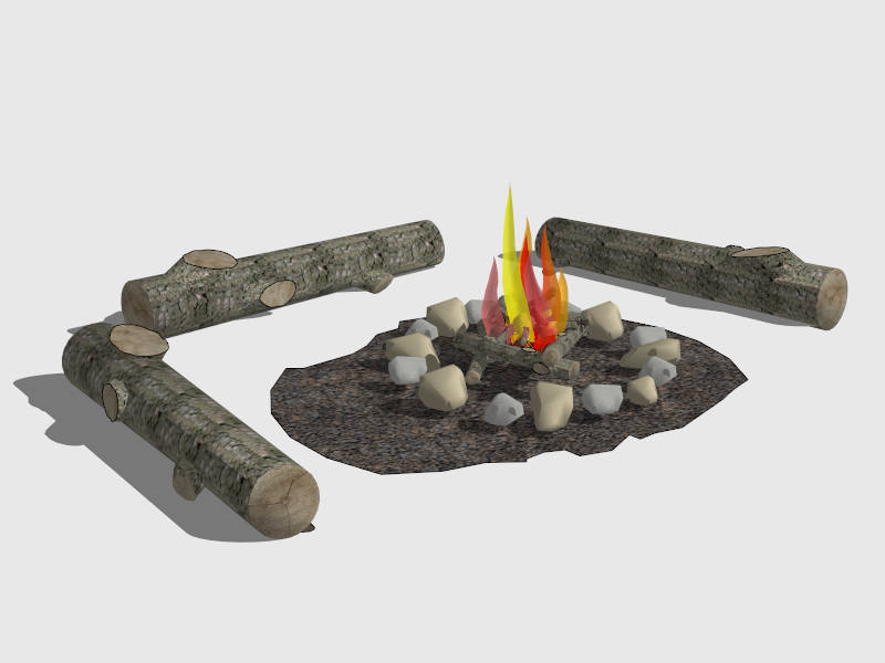 Campfire with Stones and Wood sketchup model preview - SketchupBox