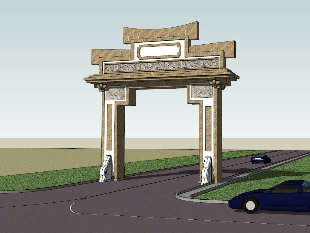 Chinese Archway sketchup model preview - SketchupBox