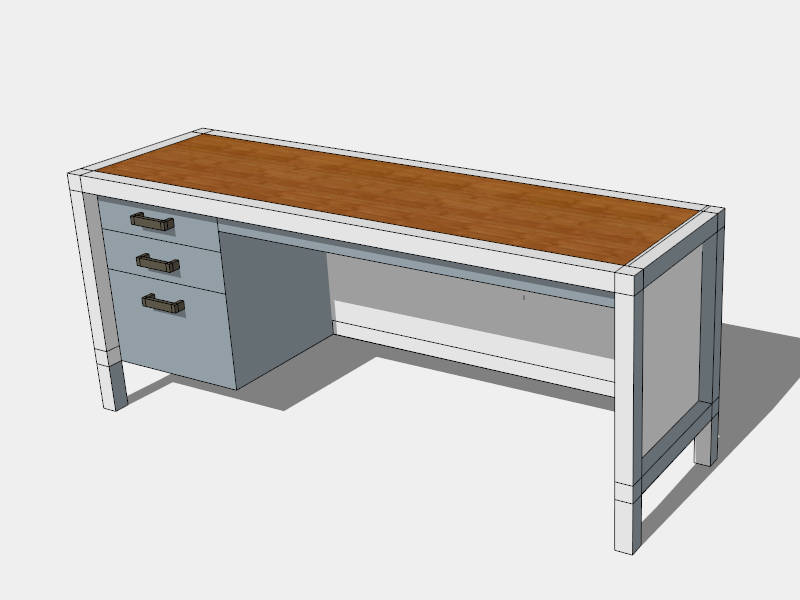 Industrial Writing Desk sketchup model preview - SketchupBox