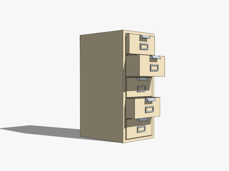 4 Drawer Filing Cabinet sketchup model preview - SketchupBox