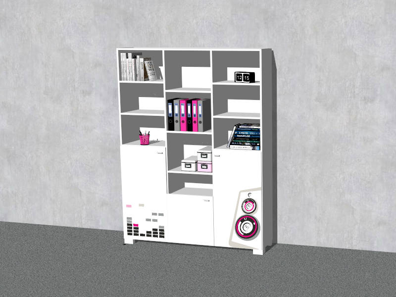 Tall White Bookcase sketchup model preview - SketchupBox