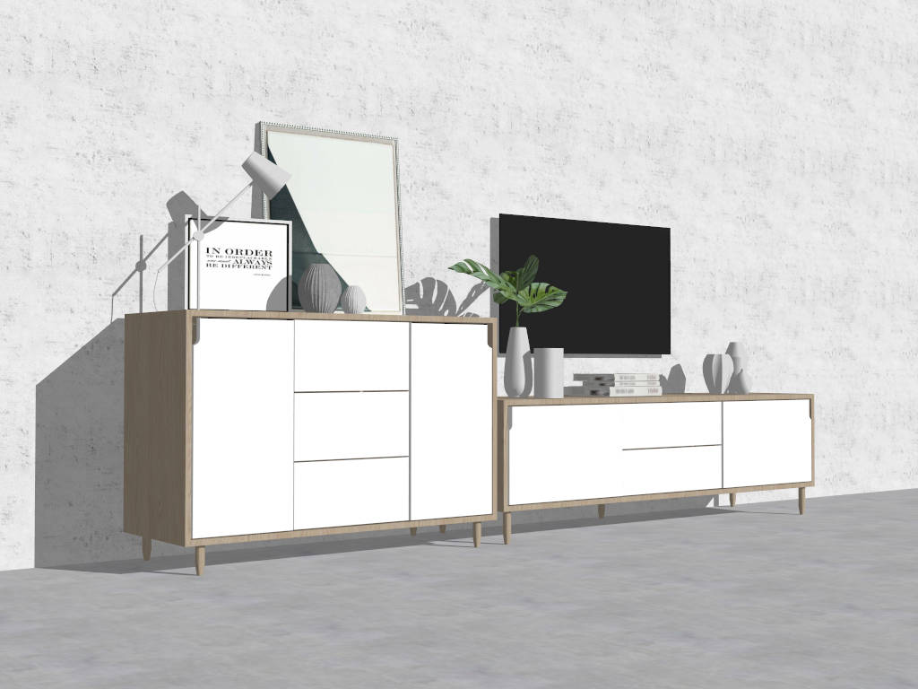 TV Stand and Sideboard Set sketchup model preview - SketchupBox