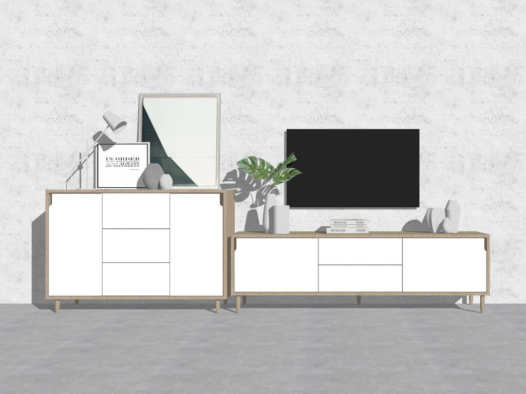 TV Stand and Sideboard Set sketchup model preview - SketchupBox