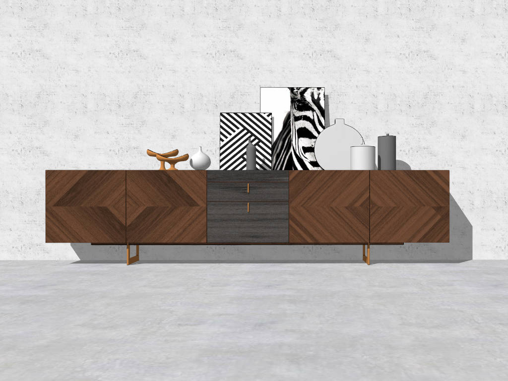 Deco TV Stand in Living Room sketchup model preview - SketchupBox