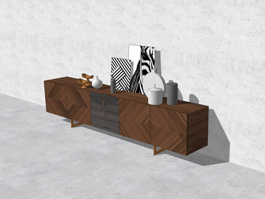 Deco TV Stand in Living Room sketchup model preview - SketchupBox