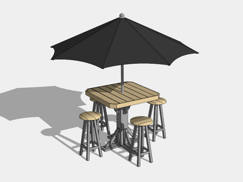 Patio Bar Set with Umbrella sketchup model preview - SketchupBox