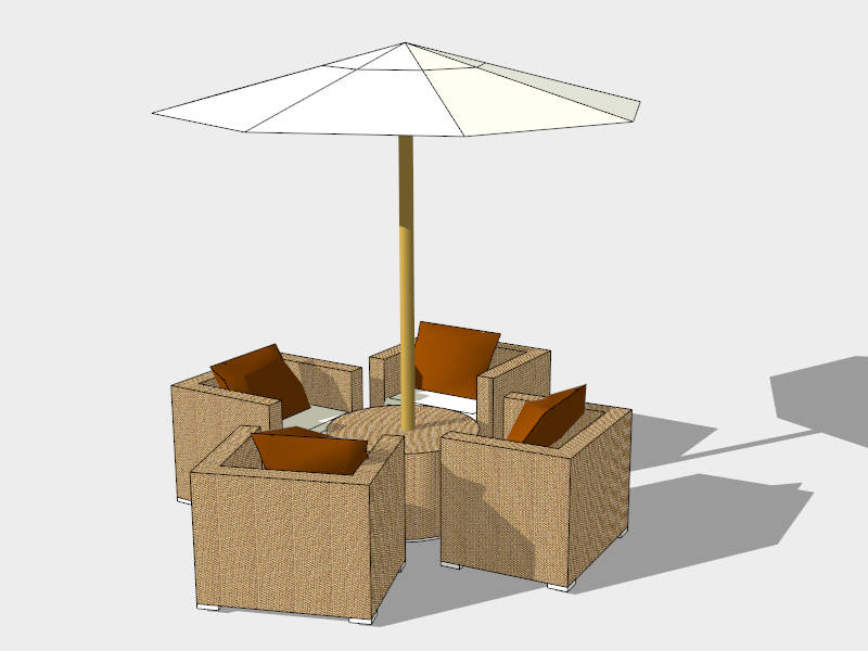 Rattan Patio Table and Chairs sketchup model preview - SketchupBox