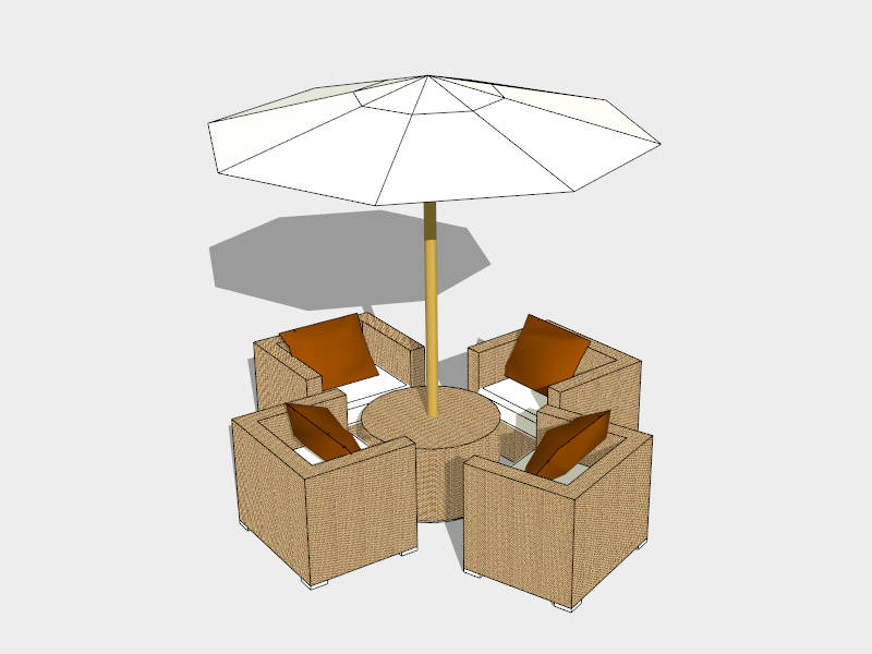 Rattan Patio Table and Chairs sketchup model preview - SketchupBox
