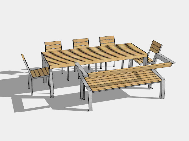 7 Piece Patio Dining Set sketchup model preview - SketchupBox