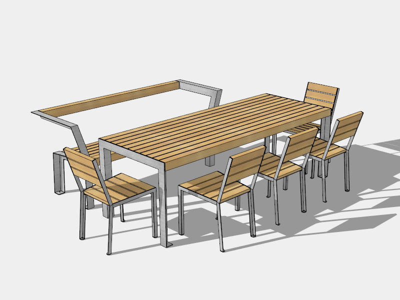 7 Piece Patio Dining Set sketchup model preview - SketchupBox