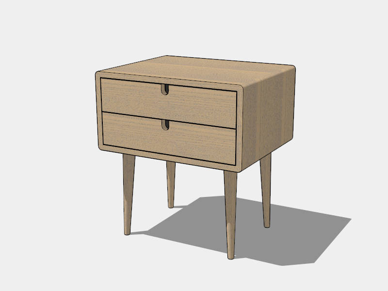 Modern 2 Drawer Nightstand sketchup model preview - SketchupBox